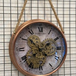 Metal Kasa Eskitme Renk Halat Dekorlu Çarklı Saat