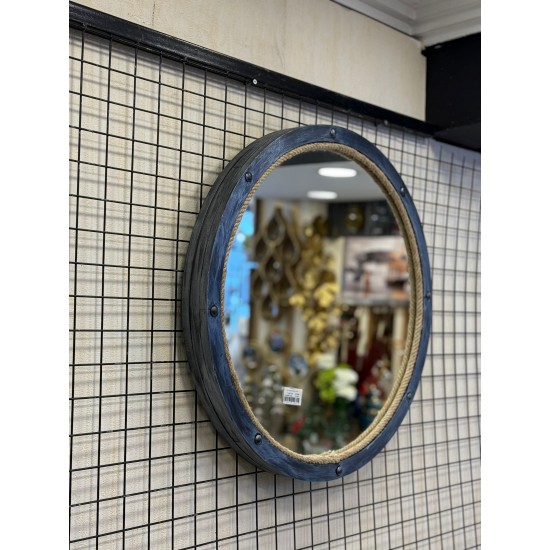 Ahşap Kasa Gümüş Eskitme Boyalı Duvar Aynası 