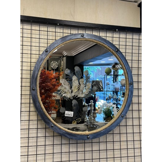 Ahşap Kasa Gümüş Eskitme Boyalı Duvar Aynası 