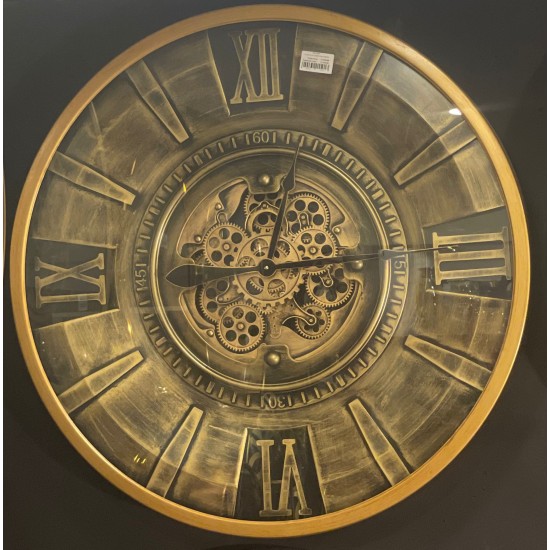 Metal Eskitme Bronz Renk Çarklı Saat 
