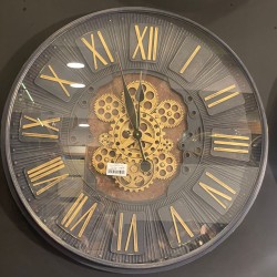 Metal Kasa Siyah Renk Gold Çarklı Saat  
