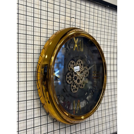 Metal Kasa Rose Gold Renk Kaplama Çarklı Duvar Saati 