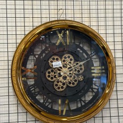 Metal Kasa Rose Gold Renk Kaplama Çarklı Duvar Saati 