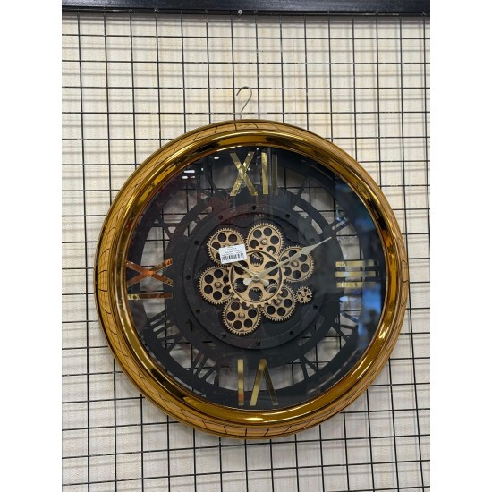 Metal Kasa Rose Gold Renk Kaplama Çarklı Duvar Saati 