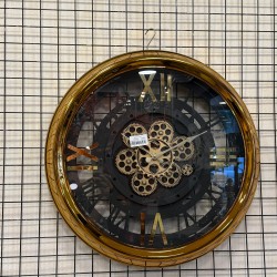 Metal Kasa Rose Gold Renk Kaplama Çarklı Duvar Saati 