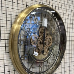 Metal Kasa Eskitme Bronz Renk Kaplama Çarklı Duvar Saati 