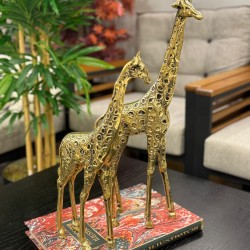 2’li Metal Pirinç Dekor Zürafa Biblo 