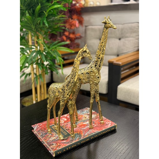 2’li Metal Pirinç Dekor Zürafa Biblo 