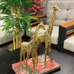 2’li Metal Pirinç Dekor Zürafa Biblo 
