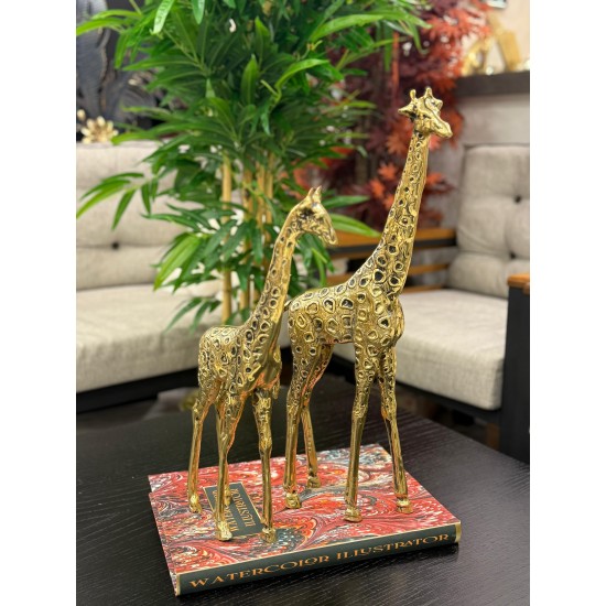 2’li Metal Pirinç Dekor Zürafa Biblo 