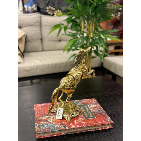 Metal Pirinç Şahlanan Dekor At Biblo