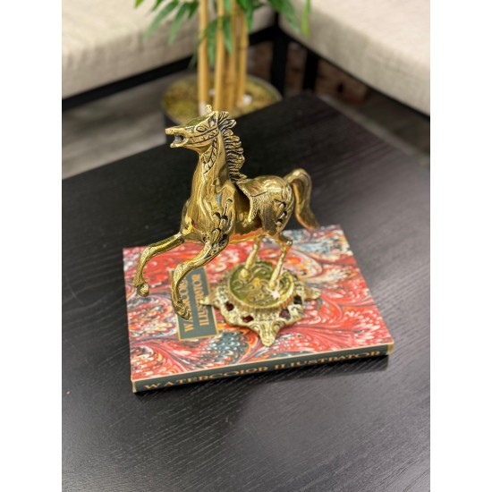 Metal Pirinç Şahlanan Dekor At Biblo