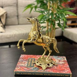 Metal Pirinç Şahlanan Dekor At Biblo