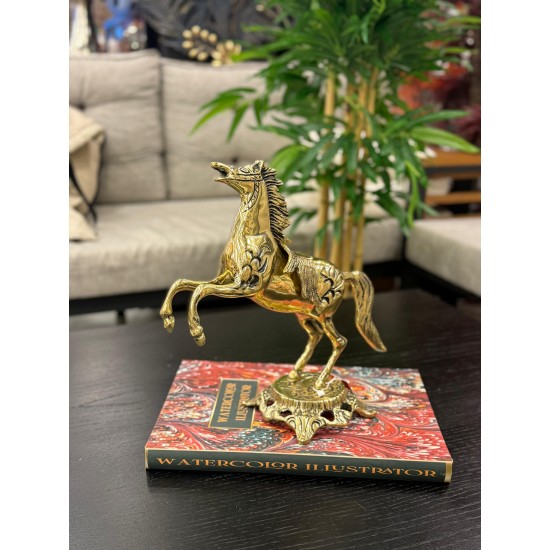 Metal Pirinç Şahlanan Dekor At Biblo