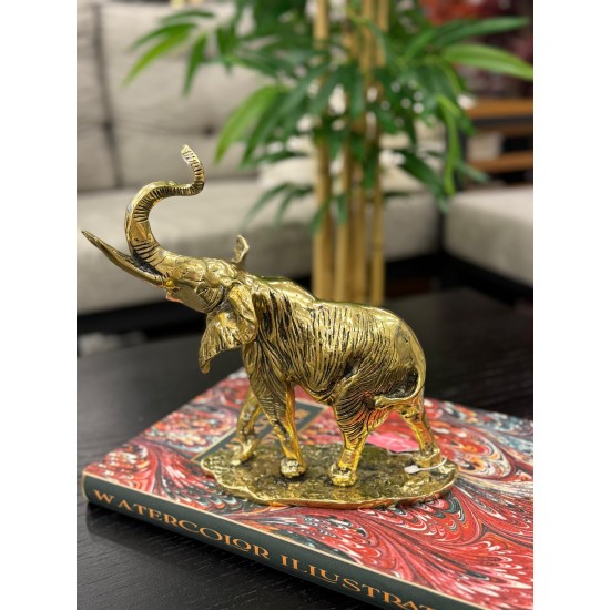 Metal Pirinç Dekor Fil Biblo