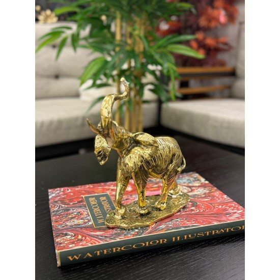 Metal Pirinç Dekor Fil Biblo