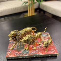 Metal Pirinç Dekor 3’lü Set Aslan Biblo 