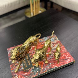 Metal Pirinç Dekor 3’lü Set Aslan Biblo 