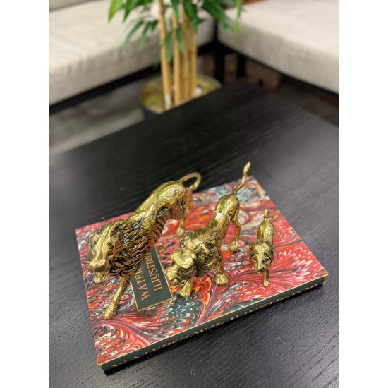 Metal Pirinç Dekor 3’lü Set Aslan Biblo 
