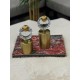 2’li Bronz Renk Metal Alt Tabanlı Camlı Dekoratif Küre Seti