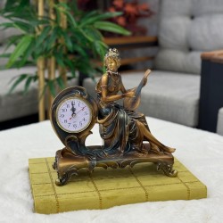 Polyester Bronz Renk Dekoratif Saatli Kız 