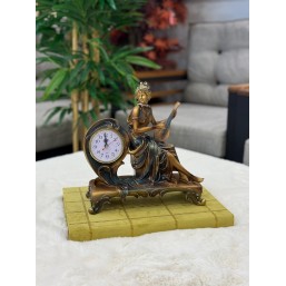 Polyester Bronz Renk Dekoratif Saatli Kız 