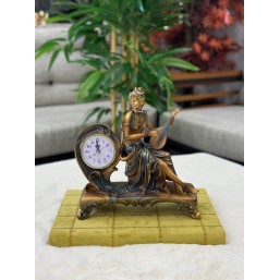 Polyester Bronz Renk Dekoratif Saatli Kız 