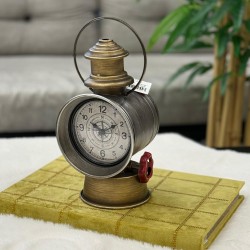Metal Eskitme Gümüş Ve Bronz Renk Dekoratif Fener Saat 