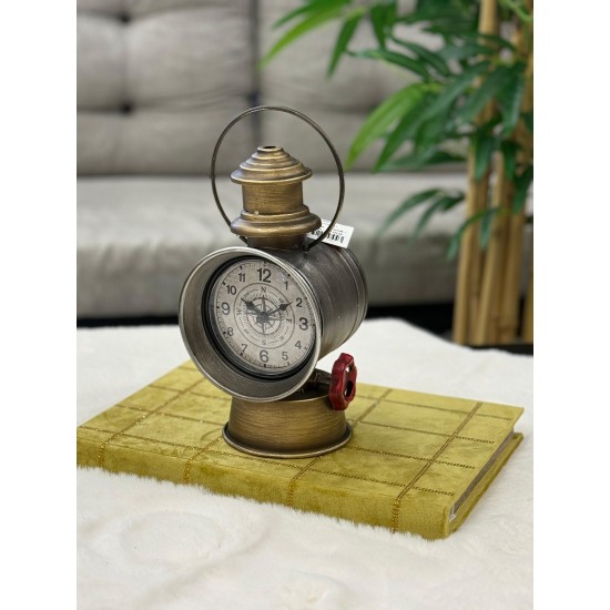 Metal Eskitme Gümüş Ve Bronz Renk Dekoratif Fener Saat 