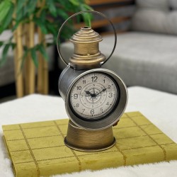 Metal Eskitme Gümüş Ve Bronz Renk Dekoratif Fener Saat 