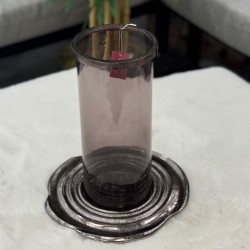 Metal Alt Tabanlı Eskitme Renk Cam Mumluk 