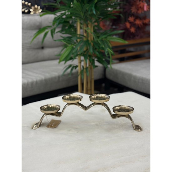 Metal Bronz Renk 4’lü Köprü Şamdan