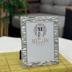 Gümüş Renk Zebra Desen Deri Kenarlı Çerçeve
