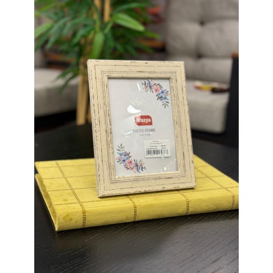 Eskitme Kırık Beyaz Renk Resim Çerçevesi