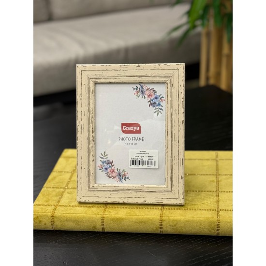 Eskitme Kırık Beyaz Renk Resim Çerçevesi