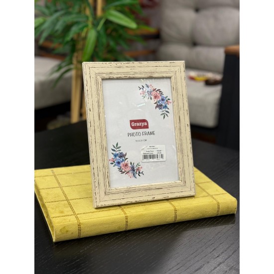 Eskitme Kırık Beyaz Renk Resim Çerçevesi