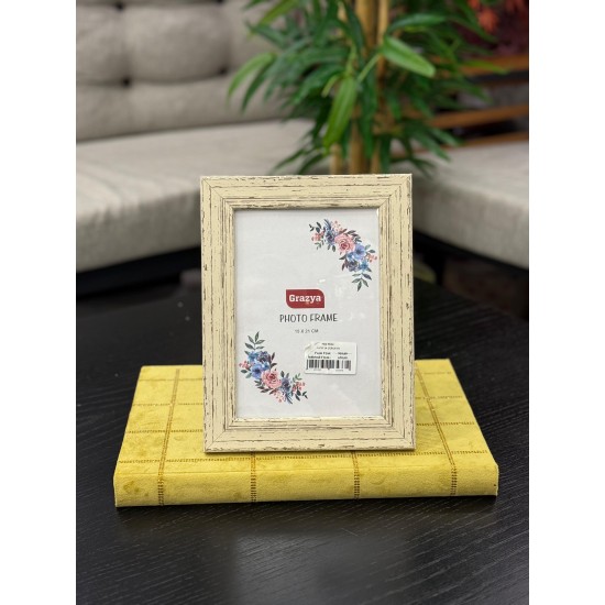 Eskitme Kırık Beyaz Renk Resim Çerçevesi