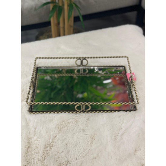 Eskitme Bağlama Model Dörtgen Tepsi 