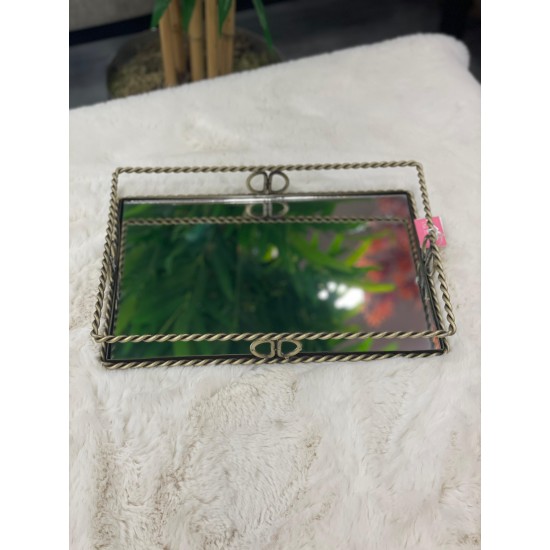 Eskitme Bağlama Model Dörtgen Tepsi 