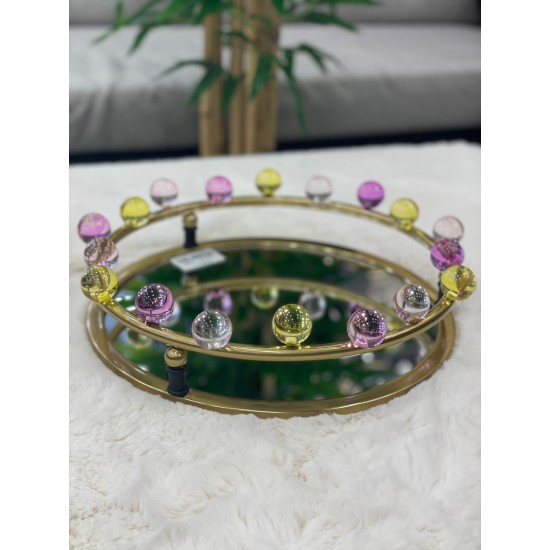 Boncuk Rose Eskitme Tepsi