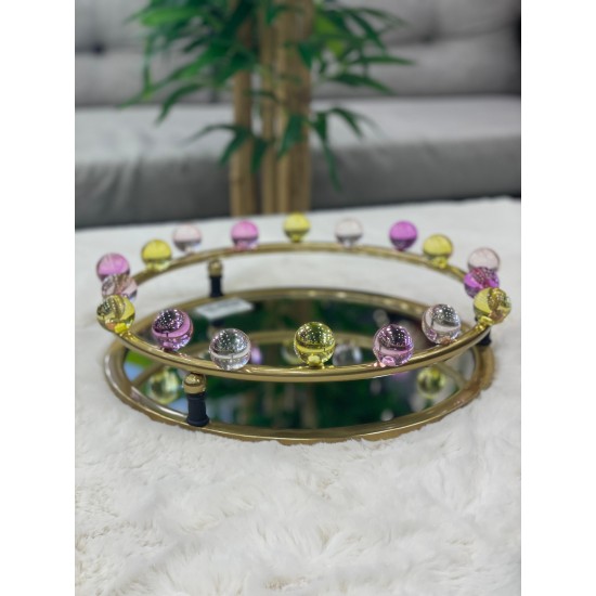 Boncuk Rose Eskitme Tepsi