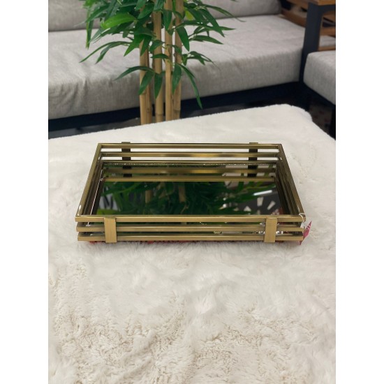 Gold Dikdörtgen Çubuk Model Tepsi 