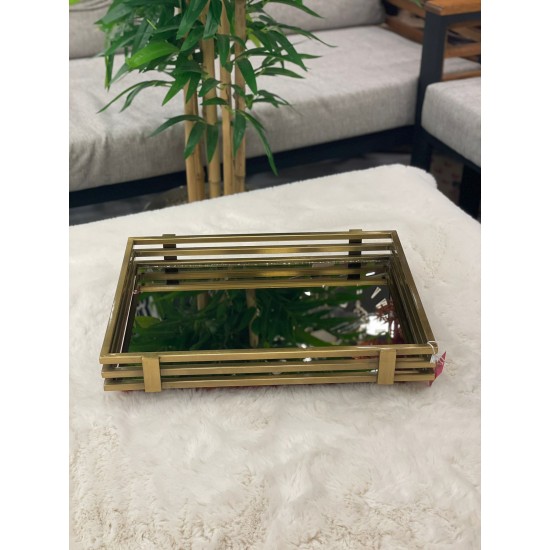 Gold Dikdörtgen Çubuk Model Tepsi 