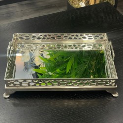 Pirinç Gümüş Delikli Jardiyer Tepsi 