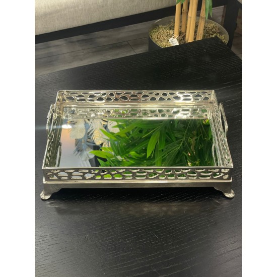 Pirinç Gümüş Delikli Jardiyer Tepsi 