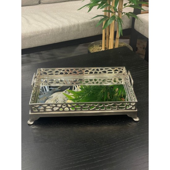 Pirinç Gümüş Delikli Jardiyer Tepsi 