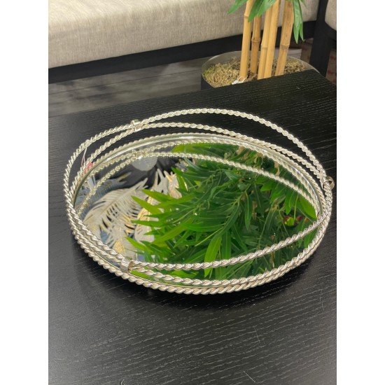 Gümüş Yuvarlak Halka Model Tepsi 