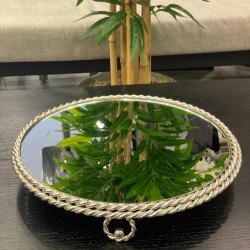 Gümüş Ayaklı Yuvarlak Jardiyer Tepsi 