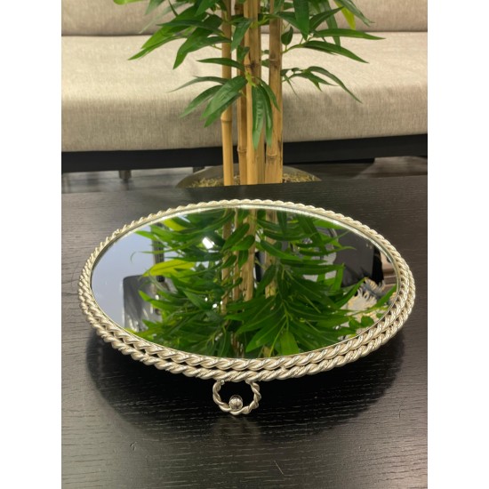 Gümüş Ayaklı Yuvarlak Jardiyer Tepsi 