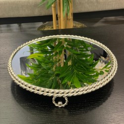 Gümüş Ayaklı Yuvarlak Jardiyer Tepsi 